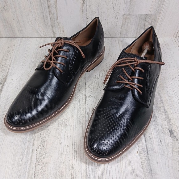 Steve Madden Black Leather Cap Toe Derby Dress Shoes Perforated Detail main image 12